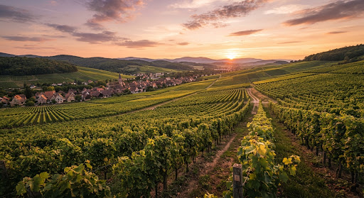 Vignoble d'Alsace au coucher du soleil — Domaine Bannwarth