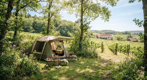 Camping à la ferme parmi les vignes à Obermorschwihr